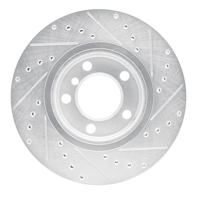 Mini Cooper Countryman Brake Rotor (1) - Front Left - R1 Concepts - Drilled & Slotted - Silver - `11-`16